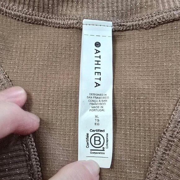 Athleta Momentum Seamless Racer Tank Top In Rustic Beige Shimmer Sz XL - Picture 6 of 10